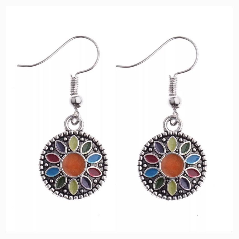Multicolored boho earrings.